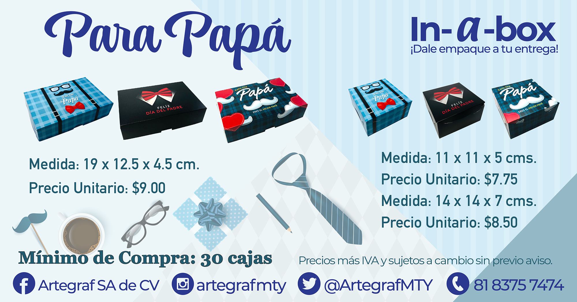Caja de producto para regalo del Día del Padre - Novedades Artegraf